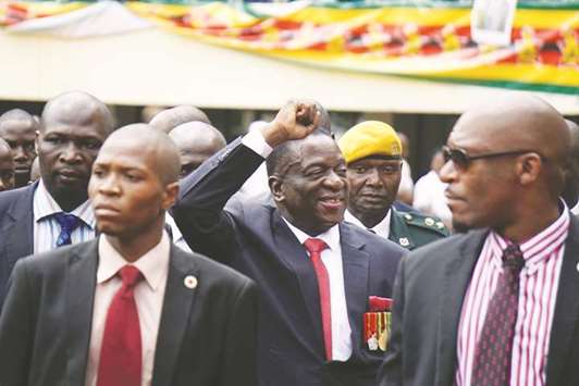 Newly sworn-in President Emmerson Mnangagwa during the inauguration.