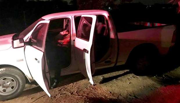 Photograph released by the State Police of Xalapa, Veracruz, shows the truck where the mayor was murdered