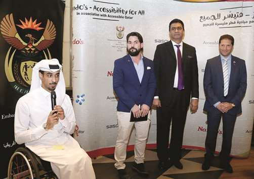 TOGETHER: From left, Accessible Qatar ambassador Ahmed al-Shahrani; Christopher Clark, Chief Operating Officer of Oryx Group for Food Services; South African ambassador Professor Shirish Soni; and Phinda Vilakazi, President of GTL Ventures at Sasol.
