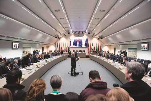 Opec ministers attend the informal meeting of the Organisation of the Petroleum Exporting Countries on the eve of the 173rd Opec conference in Vienna yesterday.