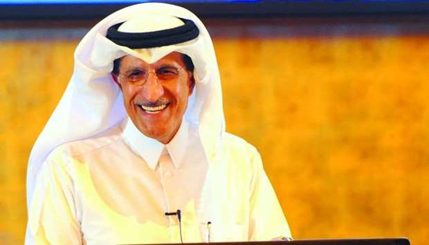 HE Sheikh Abdullah bin Mohamed bin Saud al-Thani speaking at the event. PICTURE: Ram Chand