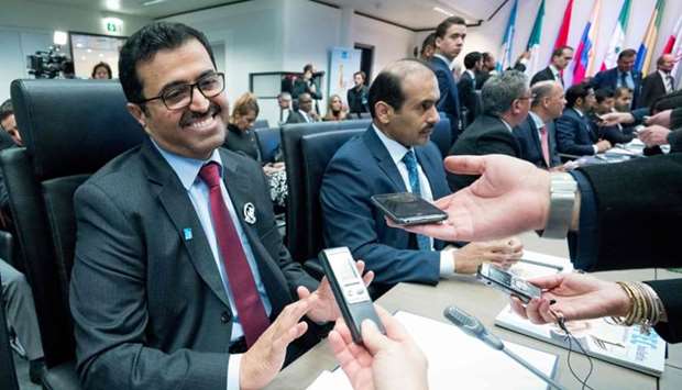 HE the Minister of Energy and Industry Dr Mohamed bin Saleh al-Sada attends the 173rd OPEC Conference of Organization of the Petroleum Exporting Countries (OPEC) in Vienna, on November 30, 2017