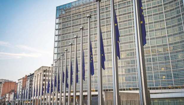 Flags fly at half-mast at the European Commission in Brussels to honour slain Maltese journalist Daphne Caruana Galizia.