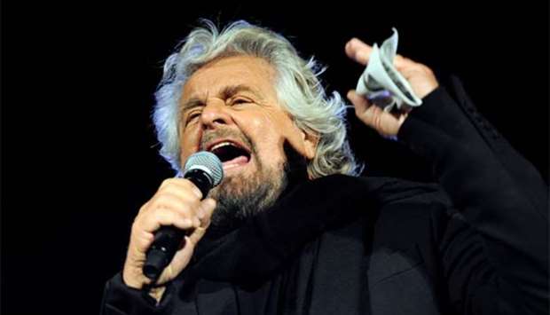 5-Star movement founder Beppe Grillo speaks during the final rally for the regional election in Palermo, Italy, on Friday.