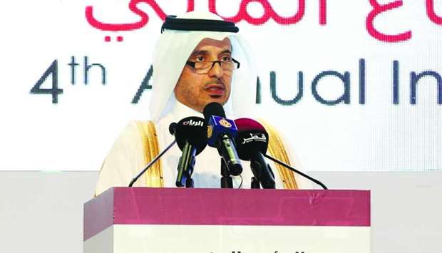 HE Sheikh Abdullah addressing the QCB conference