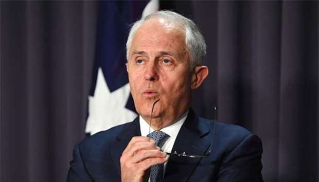 Australia's Prime Minister Malcolm Turnbull reacts during a media conference at Parliament House in Canberra on Monday.