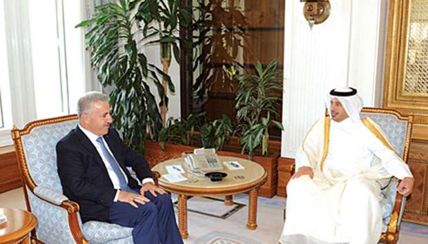 HE the Prime Minister and Minister of Interior Sheikh Abdullah bin Nasser bin Khalifa al-Thani met Turkeyu2019s Minister of Transport, Maritime Affairs and Communications Ahmet Arslan yesterday. They discussed relations between Qatar and Turkey and means to further develop them, especially in the fields of transport and communication. The two sides also discussed a host of topics of mutual interest.