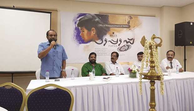 PRESS CONFERENCE: From left, Yatheendran, Unnikrishnan, M T Nilambur, Father Riji K George and Dr A K Kutty at the press meet announcing the movie details.