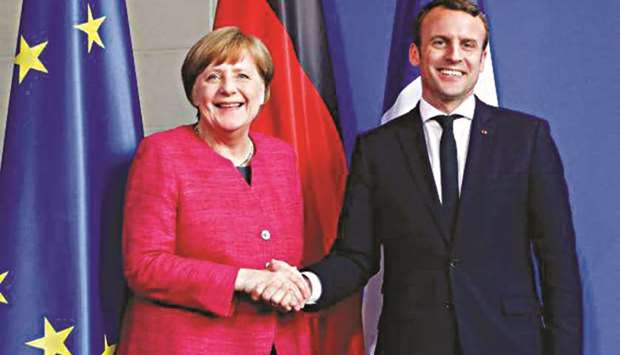 German Chancellor Angela Merkel with President Emmanuel Macron. Leadership in Europe has always come from the Franco-German partnership.