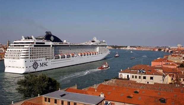 The MSC Musica cruise ship is seen in Venice lagoon in this file photo.
