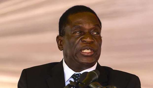 Zimbabwe then acting President Emmerson Mnangagwa speaking during the funeral ceremony of Peter Chanetsa at the National Heroes Acre in Harare.  File photo taken on January 7, 2017 .