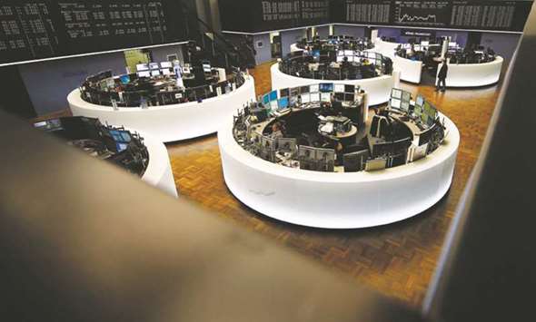 An afternoon trading session in the Frankfurt Stock Exchange. The DAX 30 closed with a 0.2% gain at 13,382.42 points yesterday.