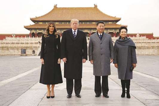 US President Donald Trump and first lady Melania visit the Forbidden City yesterday with Chinau2019s President Xi Jinping and first lady Peng Liyuan in Beijing, China.