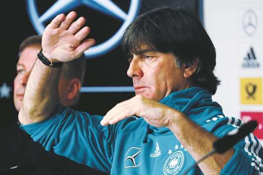 Germany coach Joachim Low during the press conference in Berlin yesterday. (Reuters)