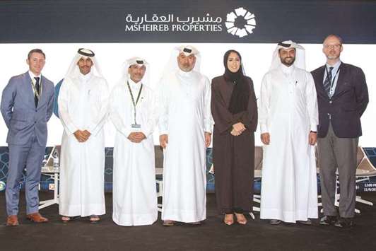 Dignitaries who spoke at the 6th Annual Risk Management Forum hosted by Msheireb Properties in Doha yesterday.