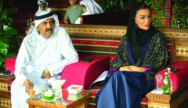 His Highness the Father Emir Sheikh Hamad bin Khalifa al-Thani and Her Highness Sheikha Moza bint Nasser, Chairperson of Qatar Foundation for Education, Science and Community Development (QF), attended the final round of Longines Global Champions Tour, hosted by Al Shaqab, a member of QF, Saturday evening. Her Highness Sheikha Moza crowned British rider Ben Maher who won both the GCT final leg in Doha and the overall GCL team championship. The competitions were also attended by HE Sheikh Joaan bin Hamad al-Thani, President of Qatar Olympic Committee (QOC), a number of senior officials as well as a large crowd of people who are interested in equestrian sport. PICTURE: AR al-Baker/HHOPL
