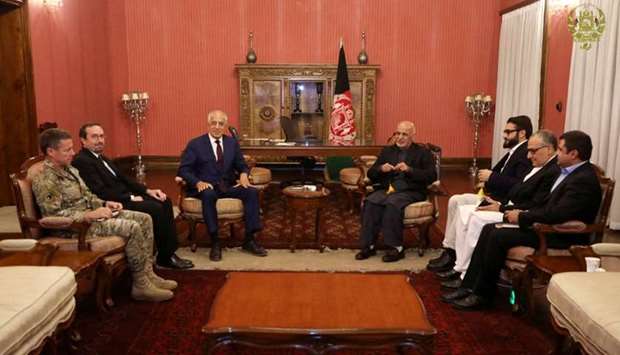 Afghanistan's President Ashraf Ghani (R) and US special envoy for peace in Afghanistan, Zalmay Khalilzad, (L) meet in Kabul. Reuters