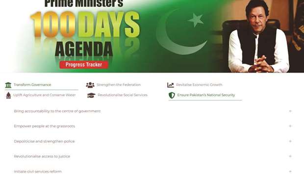 The website u2013 pm100days.pmo.gov.pk u2013 has been created for the public and the media to track progress on the governmentu2019s 100-day agenda. On May 20, ahead of the general elections on July 25, the PTI chairman unveiled his governmentu2019s 100-day plan.