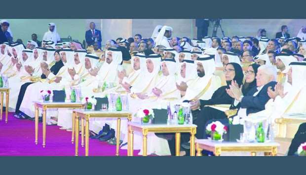 His Highness the Deputy Amir Sheikh Abdullah bin Hamad al-Thani attends the graduation ceremony of the 41st batch (2018) of Qatar University students.