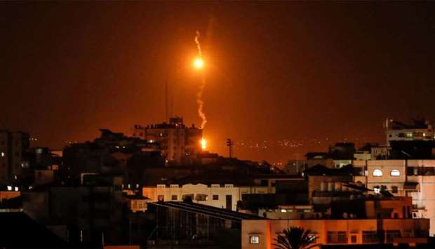 flares dropped by Israeli warplanes above Gaza city