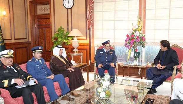 Pakistan Prime Minister Imran Khan met yesterday with HE Chief of Staff of the Qatar Armed Forces Lieutenant-General (Pilot) Ghanem bin Shaheen al-Ghanem