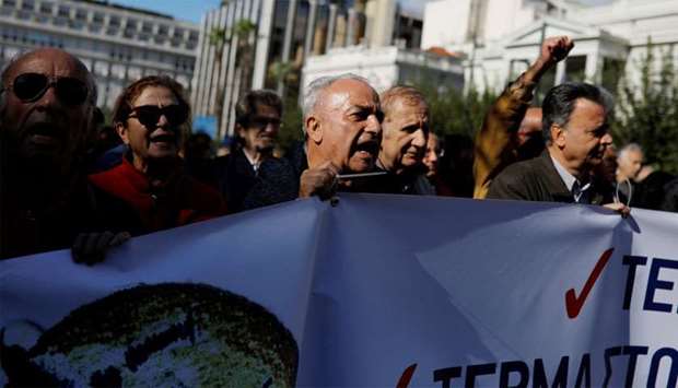 Greek pensioners protest against pension cuts in Athens