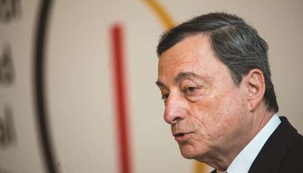 ECB president Mario Draghi speaks at a conference in Frankfurt. Draghi is in his final stretch as the Continentu2019s crisis-fighter-in-chief after a tenure defined by multiple volleys of monetary easing.