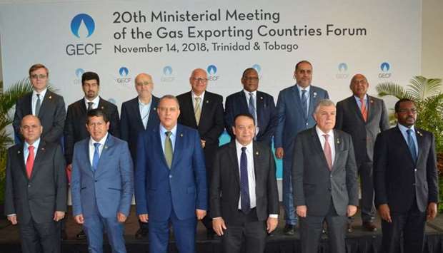 Sheikh Mishal (back row - second left) with dignitaries who attended the 20th Ministerial Meeting of the Gas Exporting Countries Forum (GECF) in Trinidad and Tobago on Wednesday.