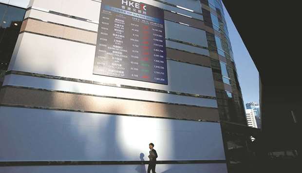 A panel displays a list of top active securities outside the Hong Kong Stock Exchange. The index jumped 1.8% to 26,103.34 points yesterday, with market heavyweight Tencent surging almost 6% on the back of forecast-beating earnings.