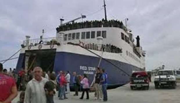 A ship docked at the Libyan port of Misrata