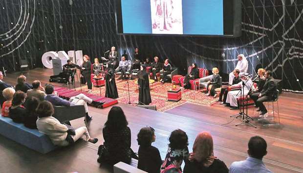 Local Arab poets along with French and Spanish speakers attending the QNLu2019s u2018Poetry Nightu2019.