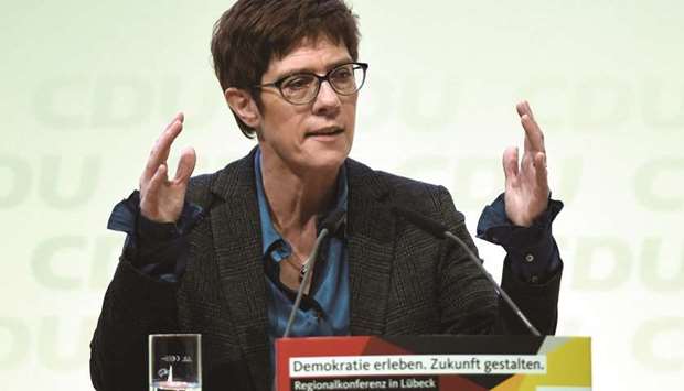 Kramp-Karrenbauer: would consider legal measures to ensure better representation of women in Germanyu2019s parliament.