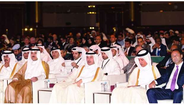 HE the Prime Minister Sheikh Abdullah bin Nasser bin Khalifa al-Thani, HE the Finance Minister Ali Sherif al-Emadi, Qatar Central Bank governor HE Sheikh Abdulla bin Saoud al-Thani and other dignitaries attending the conference.