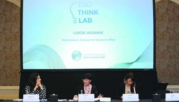 Luigia Ingianni, Commissioner of the QFC's Employment Standards Office addressing the 'Think-Lab'