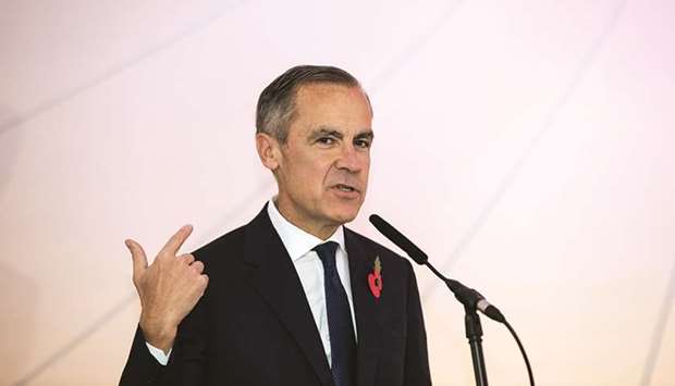 Bank of England governor Mark Carney speaks during a news conference to launch the character selection process for the new u00a350 note at the Science Museum in London on November 2. Carney angered many Eurosceptic before the 2016 Brexit vote by warning of a hit to economic growth from a decision to leave the EU. Yesterday he said a lack of a transition would deliver a u201clarge negative shocku201d to the British economy.