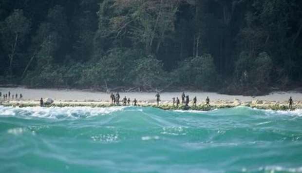 The Sentinelese people seen on a beach of the North Sentinel Island. File photo.
