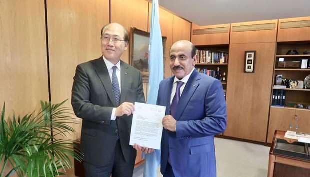 HE Minister of Transport and Communications Jassim Saif Ahmed Al Sulaiti submits candidature file for the membership of IMO executive council, to Kitack Lim, IMO Secretary General
