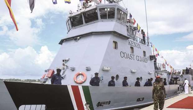 The MV Doria, a 54m long offshore patrol vessel, of the Kenya Coast Guard Service being displayed during the launching ceremony on Monday of Kenyau2019s first coast guard unit aimed at stopping theft of marine resources in Mombasa.
