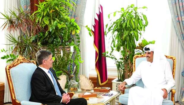 His Highness the Amir Sheikh Tamim bin Hamad al-Thani on Sunday met US Democrat Representative for Texas 34th congressional district, Filemon Vela, at the Amiri Diwan. The meeting reviewed friendly relations between Qatar and the US in addition to a number topics of mutual interest.