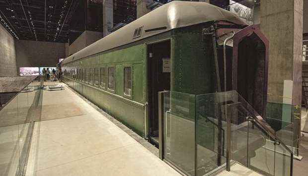 HISTORY TRAIN: A restored Jim Crow-era segregated passenger train coach on display at the Smithsonianu2019s National Museum of African American History and Culture in Washington, DC. It will be a primary exhibition space for African American history and culture in the 400,000-square-foot building adjacent to the Washington Monument.