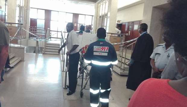 Paramedics arrive at the Durban Magistrates court after the shooting. Picture posted on Twitter by @Karenjansin