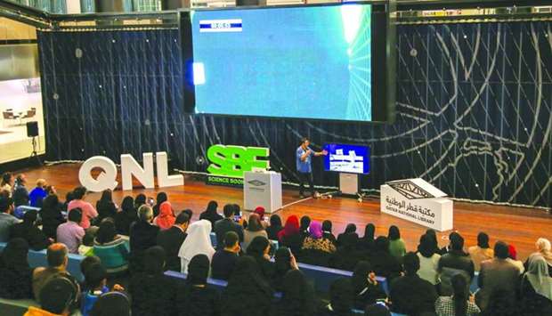 Astronomy enthusiasts attend the live streaming of Nasau2019s InSight Mission landing on Mars at QNL.