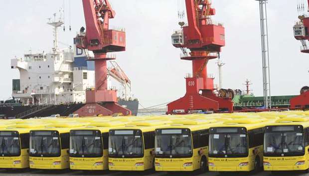 Buses wait to be exported in Lianyungang port. In comments in state media, Chinese President Xi Jinping said he hoped China and the United States would be able to promote a steady and healthy relationship, and that he was willing to meet US President Donald Trump in Argentina.