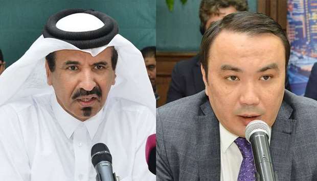 Qatar Chamber first vice chairman Mohamed bin Towar al-Kuwari and Kazakhstan ambassador Askar Shokybayev. PICTURE: Nasar TK.