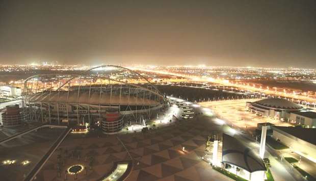 The Khalifa International Stadium is seen illuminated at night in Doha. Qatar is expected to witness highest revenue growth in five years up to 2022 on account of significant investment activities in the tourism and hospitality sector for the upcoming FIFA World Cup 2022, which is expected to attract over 1.5mn tourist arrivals, Alpen Capital said in its report.
