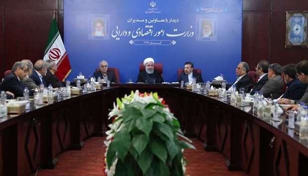 Iran's President Hassan Rouhani (C) attending a cabinet meeting in the capital Tehran. AFP/HO/IRANIAN PRESIDENCY