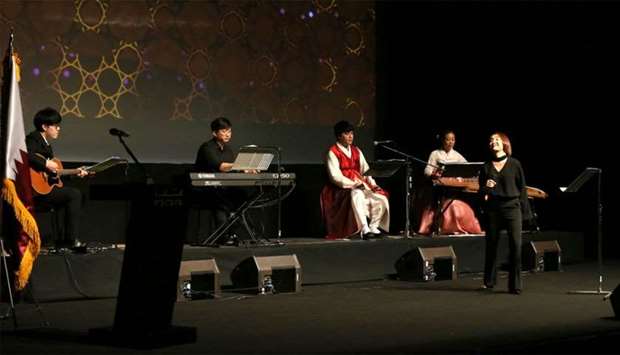 Members of Korea's Ensemble Mokkoji perform on stage at Katara. (Katara pictures)