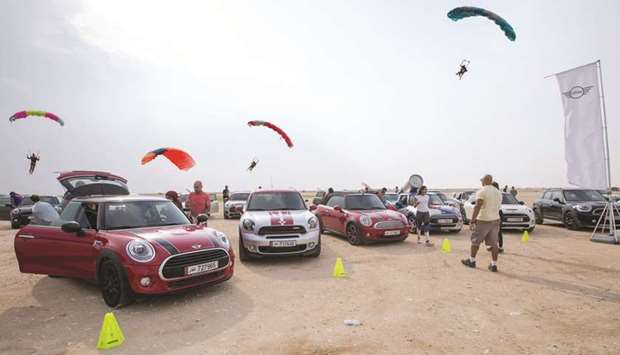 MINI cars showcased at a recent event with Skydive Qatar.