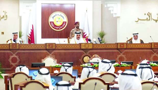 His Highness the Amir Sheikh Tamim bin Hamad al-Thani addressing the 47th ordinary session of the Advisory Council 