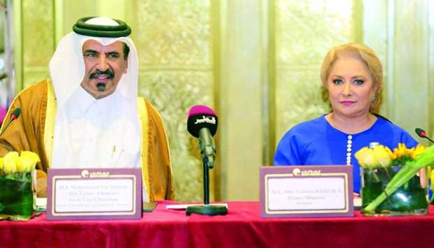 Al-Kuwari and Dancila during a meeting in Doha on Wednesday.  PICTURE: Jayan Orma